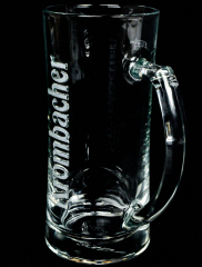 Krombacher beer, glass / glasses beer mug, beer mug 0.4l white satin relief lettering