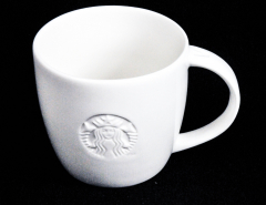 Starbucks Kaffee, Kaffeebecher, Mug weiß im Relief Venti 20 oz
