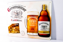 Grevensteiner Bier, Blechschild, Werbeschild gewölbt Grevensteiner