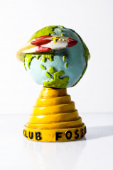 Fossil 3D Logo auf federne Weltkugel Collectors Club Massiv, Sehr selten!!