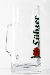 Lübzer beer, mug, glass / glasses beer glass, Seidel, Lübz brewery, clear, 0.4l, Berna 400