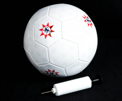 Gerolsteiner Wasser, Fußball mit Ballpumpe, Luftpumpe, weiße Ausführung, Gr.5
