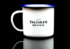 Talisker whiskey, enamel mug, Moskow Mule mug white blue edition