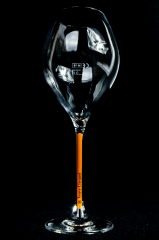 Veuve Clicquot Champagner Glas, Flöte, Ballon 0,1l Eichung Das Glas mit dem orangen Stiel.