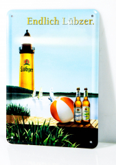 Lübzer Bier, Postkarten Werbe Blechschild Wasserball