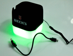 Becks Bier, LED Bluetooth Sound Box, Lautsprecher incl. Handyhalter Akkubasis