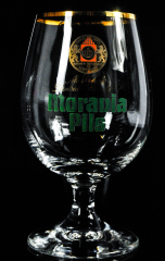 Moravia Bier, 80er Jahre Glas Gläser Bierglas, Schwenker, Kugelglas Goldrand 0,3l