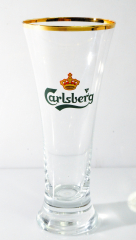 CARLSBERG GLAS / GLÄSER, BIERGLAS, TULPE, GRÜN GOLDRAND POKAL 0,2 l