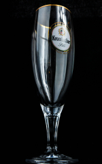 Krombacher beer glass / glasses, beer glass / beer glasses, gold rim, cup 0.2l