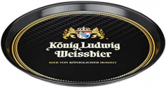 König Ludwig Weissbier, Serviertablett, Kellnertablett, Rundtablett, schwarze Ausführung