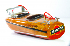 Martini Wermuth, Echtholz, Vollholz Modell Boot, Riva Boat, Deko Schiff zum Aufhängen