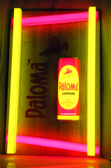 Paloma Lemonade, huge real wood neon neon sign, illuminated advertising