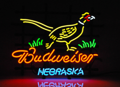 Budweiser Bier, 5 Farben Neon Leuchtreklame, Leuchtwerbung Nebraska