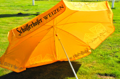 Schöfferhofer Weißbier, Sonnenschirm Sonnenschutz orange, Knickgelenk Spritig prickelnd