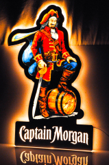 Captain Morgan Rum, LED neon advertising, illuminated advertising on tripod with dimmer function