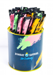 Bombay Sapphire, 45 Stück Bombay Sapphire Infusion Stirrer Sticks mit Cocktail-Pulver inkl. Dose