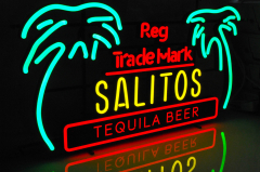 Salitos Bier LED Schild Palmen Neon 3 farbige Leuchtreklame Werbung Bar