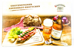Grevensteiner beer, real wood supper board, breakfast board, cutting board