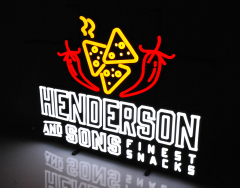Henderson & Sons Snacks, LED Leuchtreklame, Leuchtwerbung Pizza mit Schalter