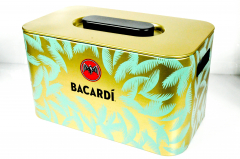 Bacardi Rum, Voll Metall XXL Eiswürfelbeälter Eisbox Flaschenkühler Palmenlogo