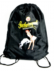 Stichpimpuli liqueur, backpack gym bag, fabric bag String Bag black version