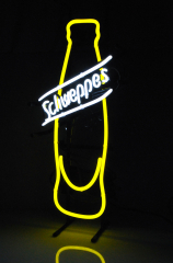 Schweppes Tonic, 2 colored real neon lighted advertising Bottle NEW OVP