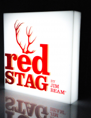 Jim Beam Whisky, LED 3D Farbwechsel Leuchtreklame, Leuchtwerbung Cube RED STAG
