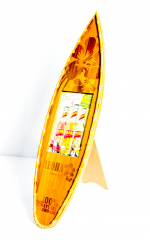 Aloha Lemonade, Echt Bambus Bilderrahmen mit Glasscheibe, Kartenaufsteller Hawaii Surfboard