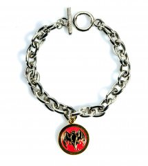 Bacardi Rum, stainless steel chain bracelet, arm jewelry, curb chain, ankle chain, bat pendant