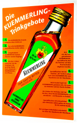 Kümmerling bitter liqueur, XXL tin sign, advertising sign from the 90s Drinking Commandments