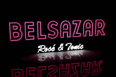 Belsazar Rose Tonic, Dimmable LED Neon Sign, Illuminated Advertising With metal wall bracket and stand