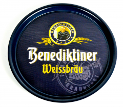Benedictine wheat beer, serving tray, waiters tray, round tray, blue