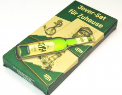 Jever Pilsener beer, magnetic opener bottle opener set with 6 cork coasters
