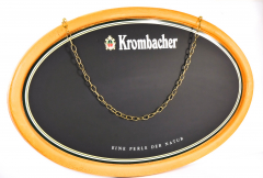 Krombacher beer, XXl 3D chalk board advertising sign, wood look oval chain