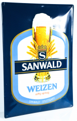 Sanwald wheat beer, retro tin sign, curved advertising sign Sanwald Stuttgart