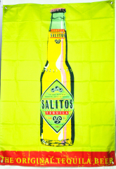 Salitos beer flag / banner / flag with neon green bottle logo