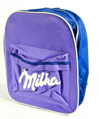 Milka backpack, school bag satchel bag with several pockets and zipper