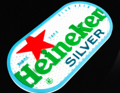 Heineken Bier, Barmatte, Tresenmatte Abtropfmatte Silver Barzubehör