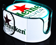 Heineken Silver Bier, Aluminium Metallic Bierdeckelständer incl. 30 x Bierdeckel