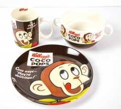 Kelloggs Coco Pops, 3teiliges Frühstücksset / Schale Becher Teller Kindergedeck