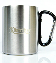 Köstritzer Bier, Edelstahl Karabiner Griff Becher / Kaffebecher / Tasse