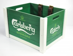 Carlsberg Bier, Echtholz Fahrrad Lenker Holzkiste / Dekokiste / Blumenkiste
