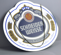 Schneider Weisse Bier, XXL Acryl Spiegelschild / Dekoschild an Kette / Schild