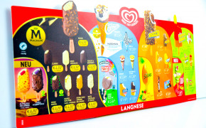 Langnese ice cream, ice cream card 2024 advertising sign price board plastic / adhesive / double-sided printing
