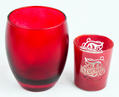 Duckstein beer lantern, tea light. Red candle glass with candle, small version