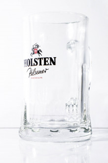 Holsten Pilsener, Glas / Gläser Premium Seidel, Krug, Silber schwarze Ausf. Hamburg 0,5l